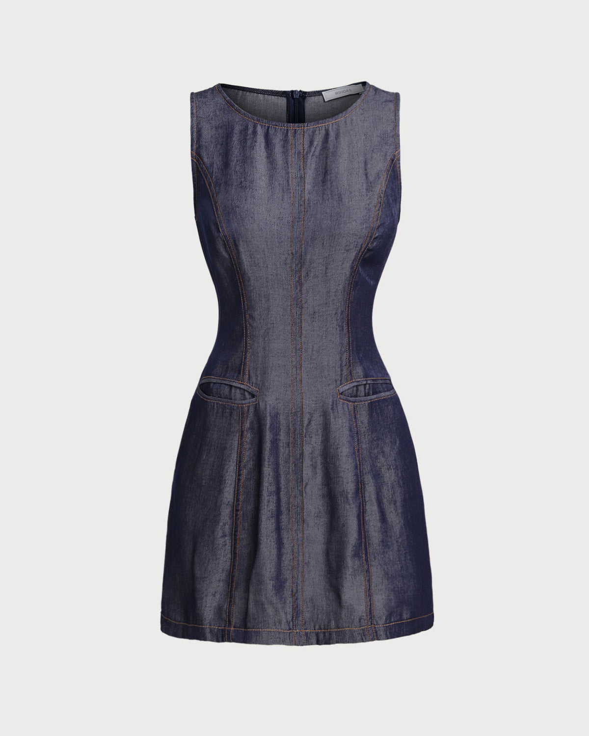 Blue Sleeveless Pocket Mini Dress - Threadford