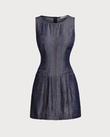 Blue Sleeveless Pocket Mini Dress - Threadford