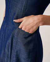 Blue Sleeveless Pocket Mini Dress - Threadford