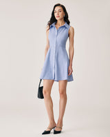 Blue Striped Button Mini Dress - Threadford