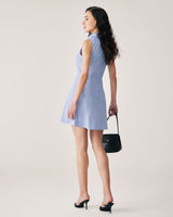 Blue Striped Button Mini Dress - Threadford