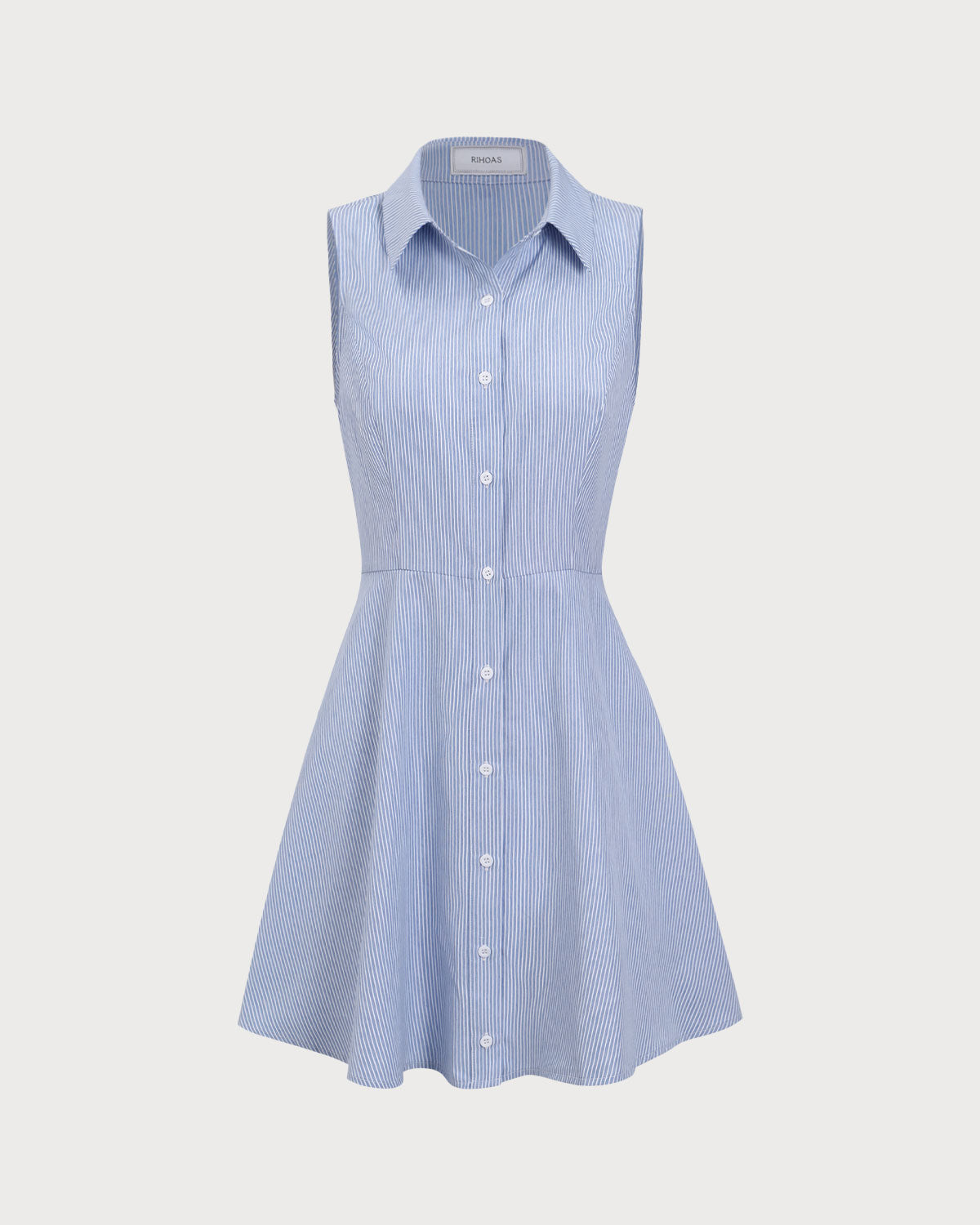 Blue Striped Button Mini Dress - Threadford