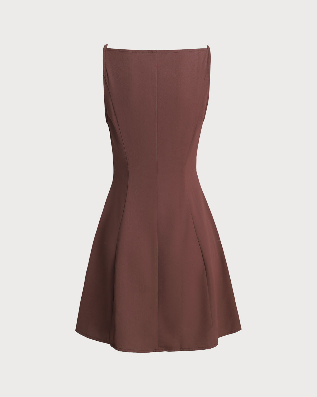 Brown Button Pleated Slip Mini Dress - Threadford
