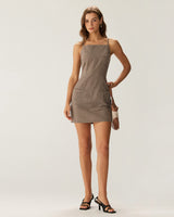 Brown Plaid Slip Mini Dress - Threadford