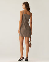 Brown Plaid Slip Mini Dress - Threadford