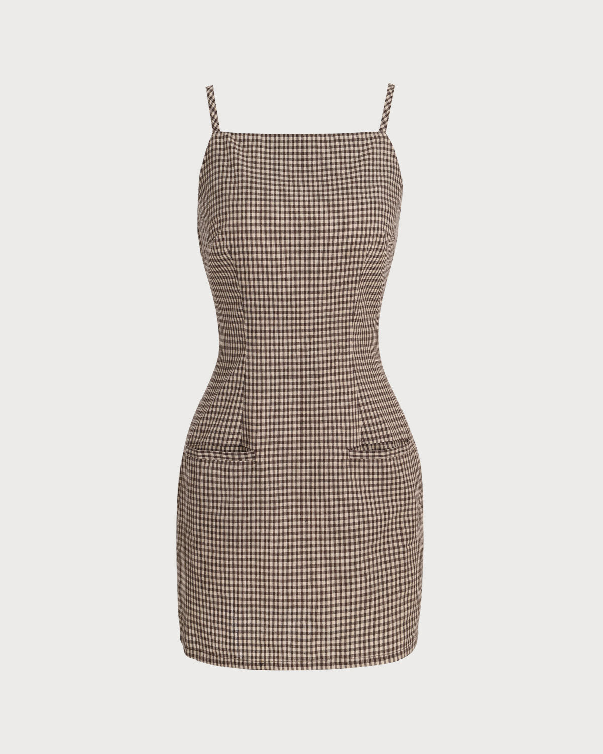 Brown Plaid Slip Mini Dress - Threadford