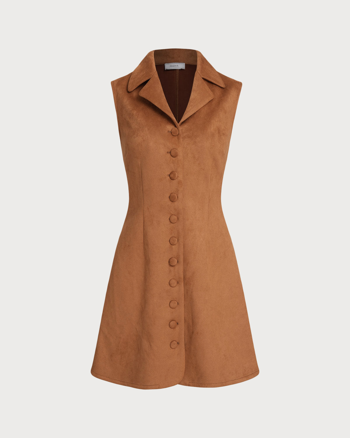 Caramel Suede A-Line Sleeveless Mini Dress - Threadford