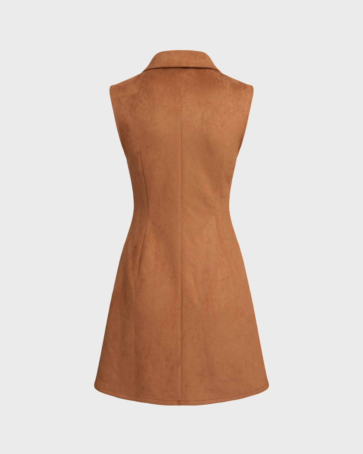 Caramel Suede A-Line Sleeveless Mini Dress - Threadford
