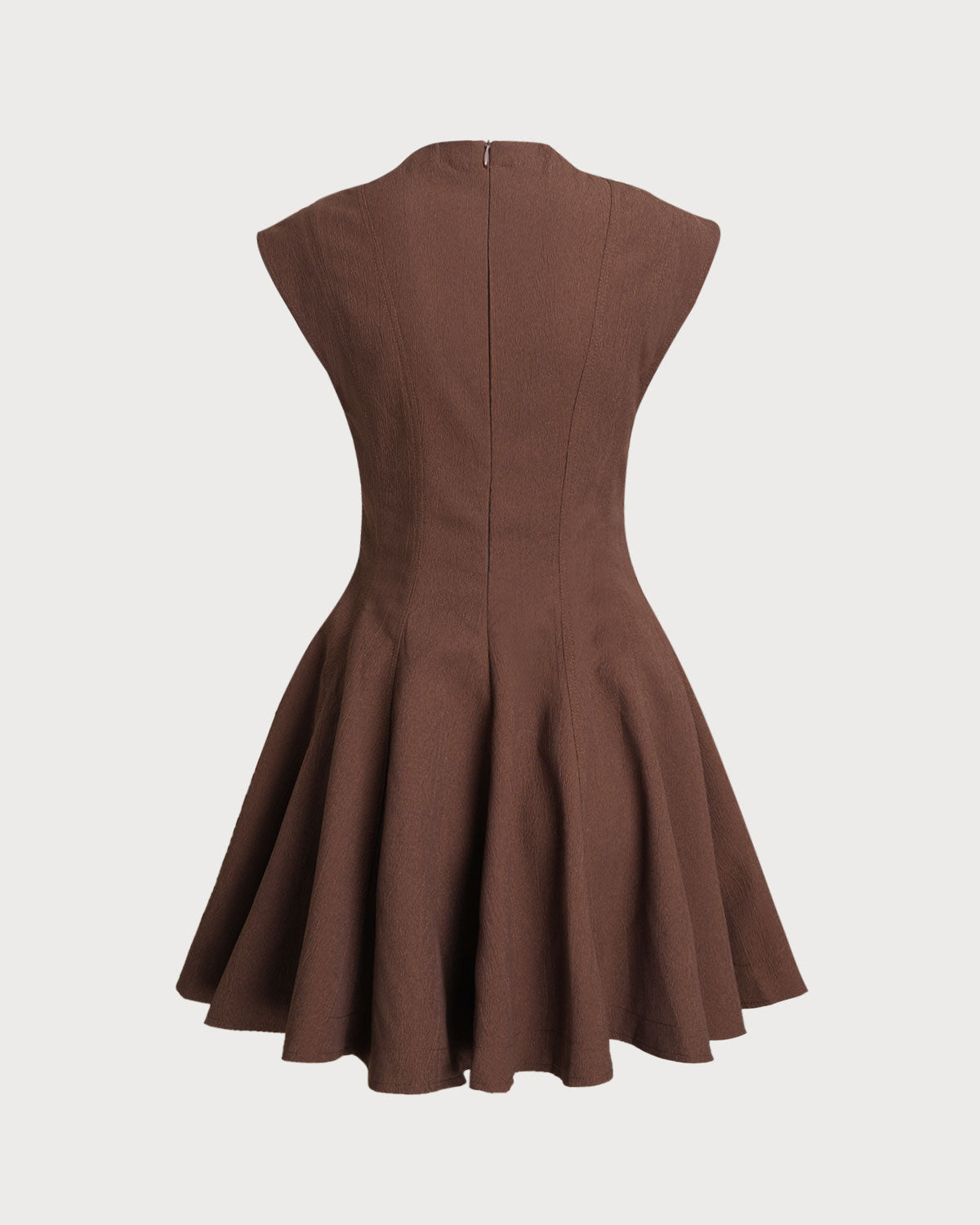 Brown Sleeveless A-Line Mini Dress - Threadford