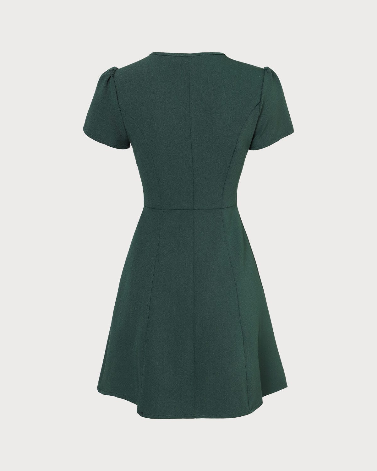 The Dark Green V Neck Button-up Shirt Mini Dress - Threadford