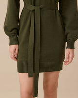 Green Lantern Sleeve Sweater Mini Dress - Threadford