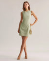 Green Boat Neck Sleeveless Mini Dress - Threadford