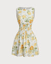 Green Floral Boat Neck Mini Dress - Threadford