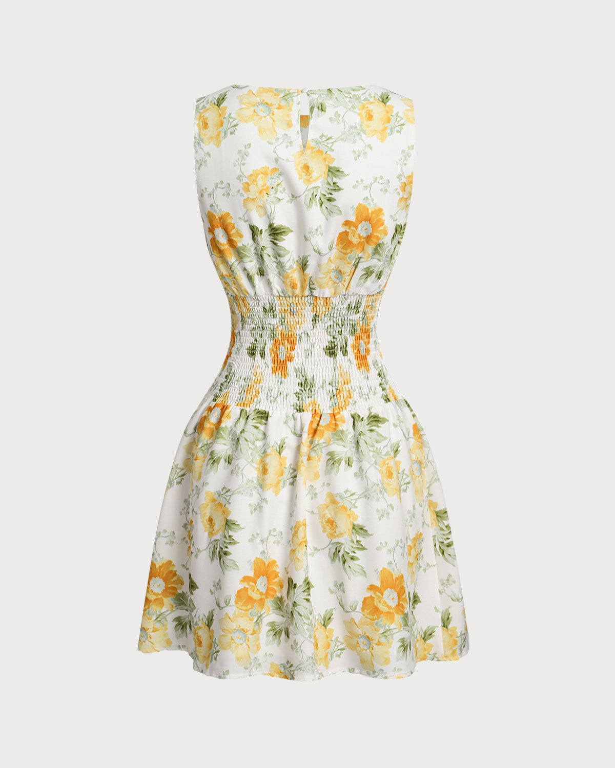 Green Floral Boat Neck Mini Dress - Threadford