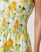 Green Floral Boat Neck Mini Dress - Threadford