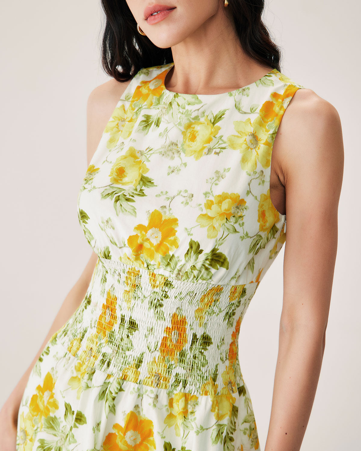 Green Floral Boat Neck Mini Dress - Threadford