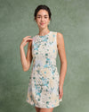 Green Floral Plant Sleeveless Mini Dress - Threadford