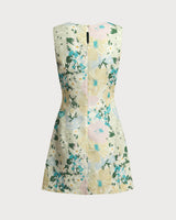 Green Floral Plant Sleeveless Mini Dress - Threadford