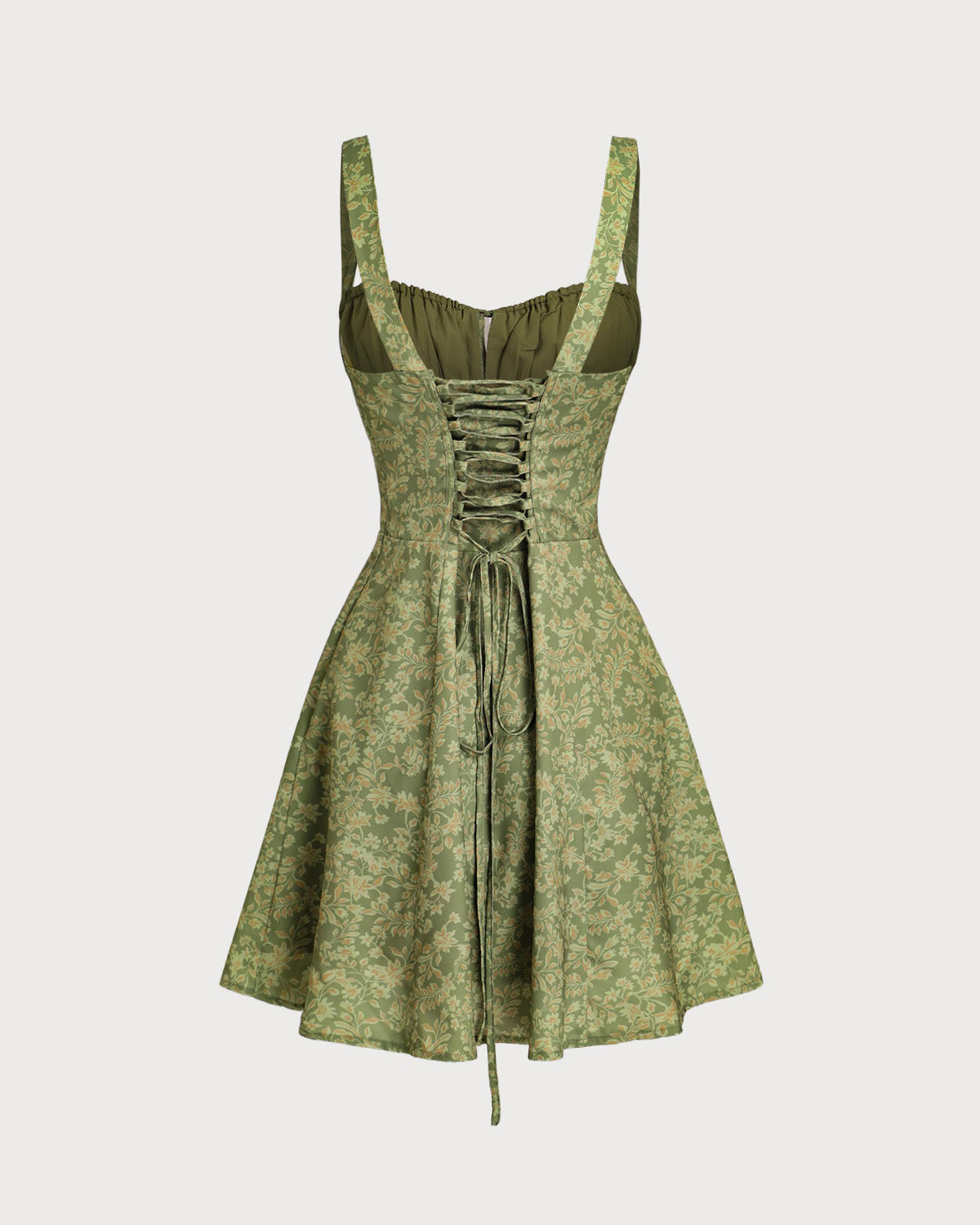 Green Floral Ruched Slip Mini Dress - Threadford