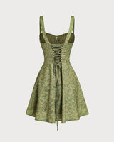 Green Floral Ruched Slip Mini Dress - Threadford