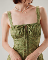 Green Floral Ruched Slip Mini Dress - Threadford