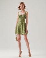 Green Floral Ruched Slip Mini Dress - Threadford