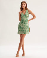 Green Floral Sleeveless Mini Dress - Threadford