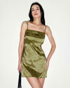Green Jacquard Satin Slip Mini Dress - Threadford