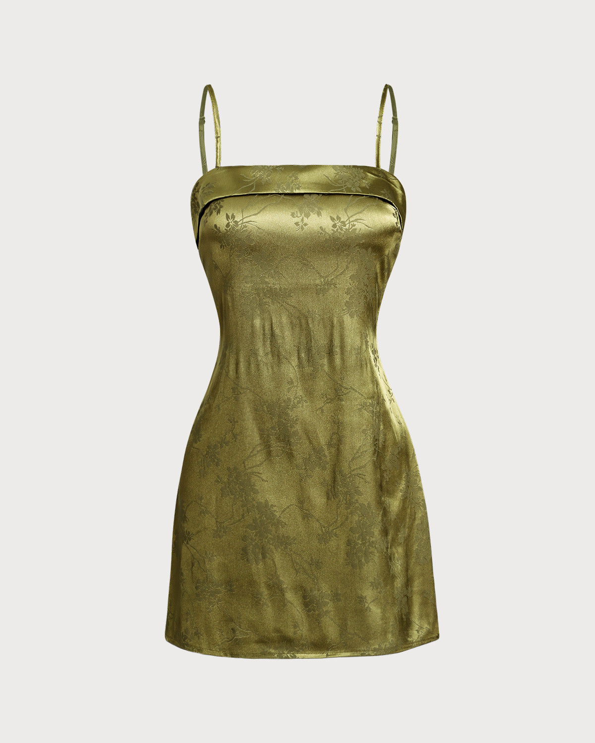 Green Jacquard Satin Slip Mini Dress - Threadford