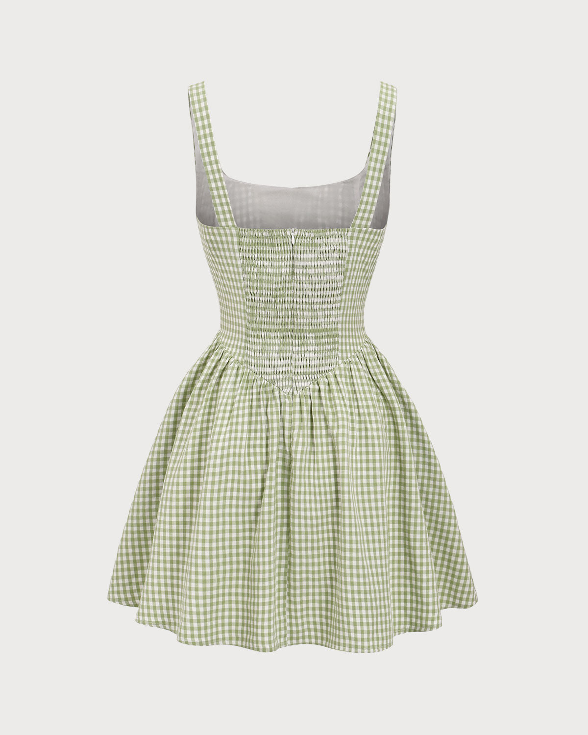 Green Plaid Ruched Slip Mini Dress - Threadford