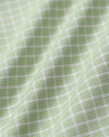 Green Plaid Square Neck Shirred Slip Mini Dress - Threadford