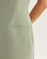 Green Square Neck Slip Mini Dress - Threadford