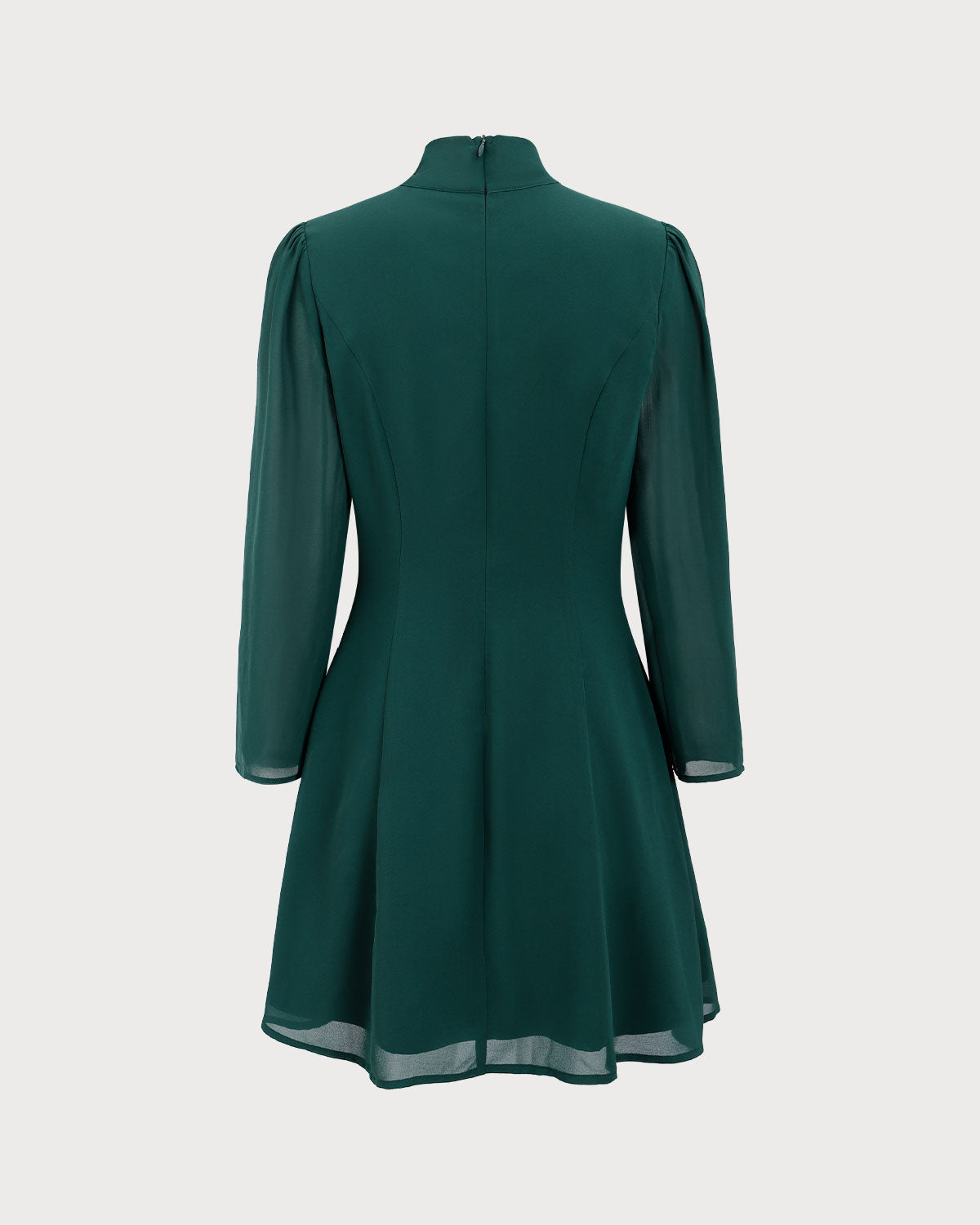 Green Tie Neck See-Through Mini Dress - Threadford