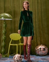 The Green Stand Cut Out Velvet Mini Dress - Threadford