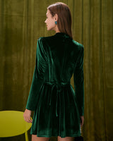 The Green Stand Cut Out Velvet Mini Dress - Threadford