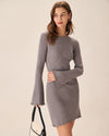 Grey Boat Neck Sweater Mini Dress - Threadford