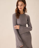 Grey Boat Neck Sweater Mini Dress - Threadford