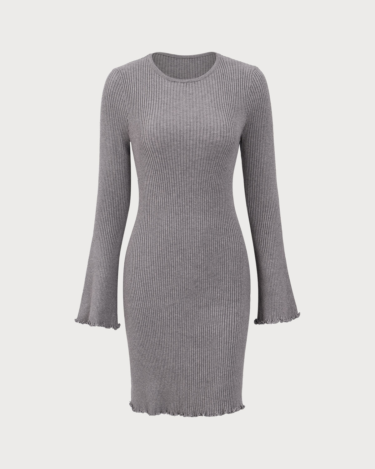 Grey Boat Neck Sweater Mini Dress - Threadford