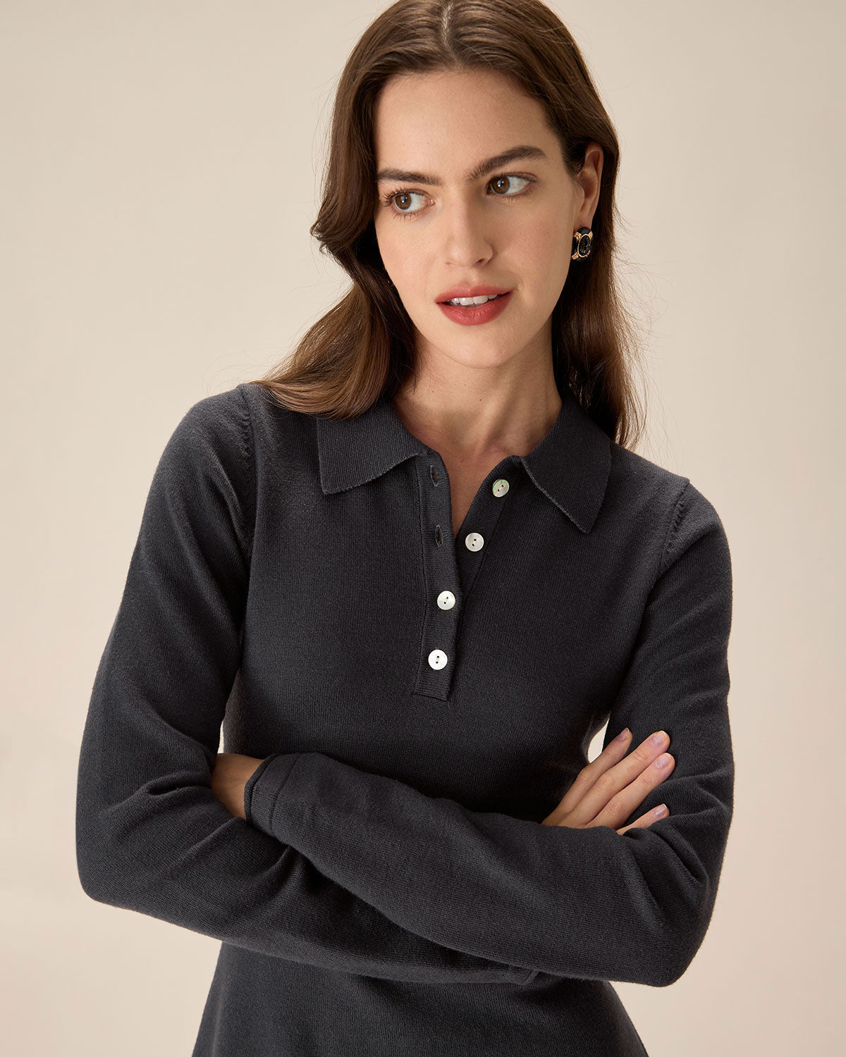 Grey Pleated Sweater Mini Dress - Threadford