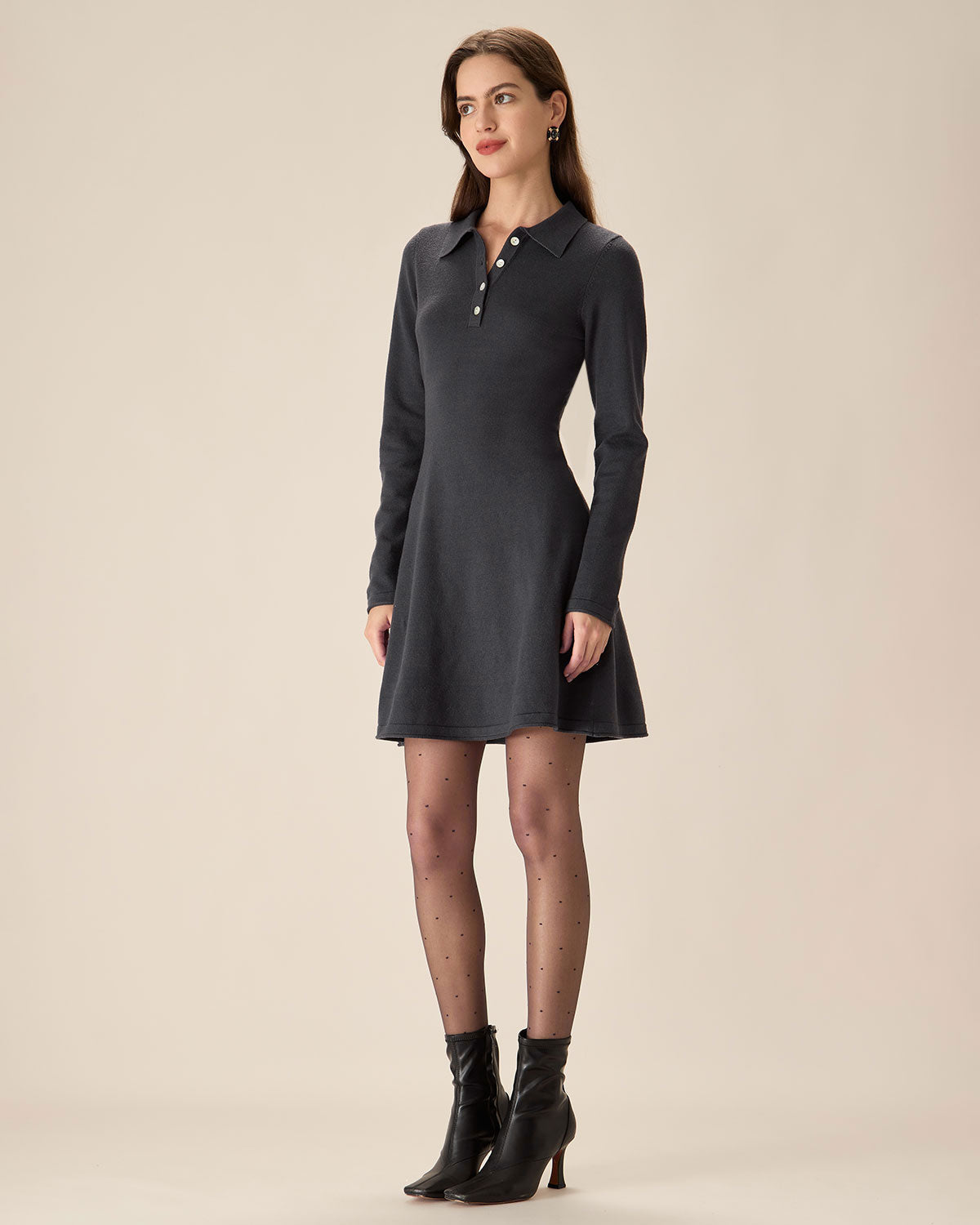 Grey Pleated Sweater Mini Dress - Threadford