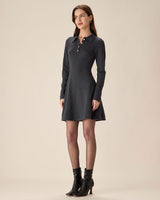 Grey Pleated Sweater Mini Dress - Threadford