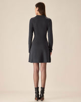 Grey Pleated Sweater Mini Dress - Threadford