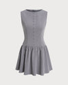 Grey Boat Neck Sleeveless Mini Dress - Threadford