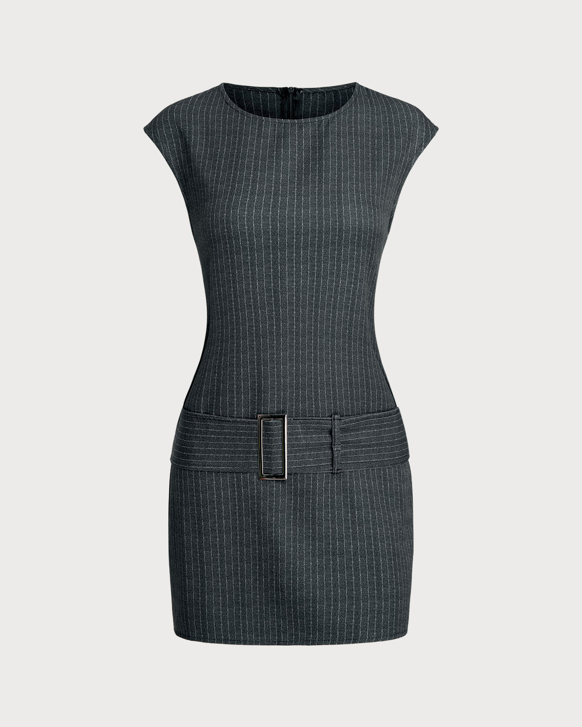 Grey Khaki Sleeveless Mini Dress - Threadford