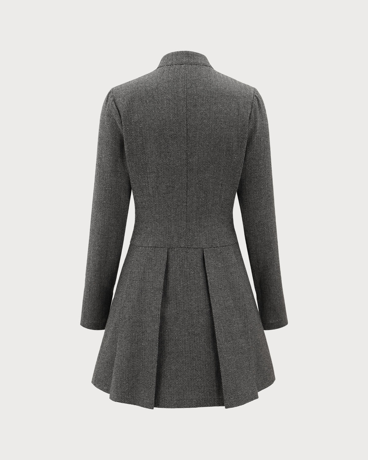 Grey Button Pleated Mini Dress - Threadford