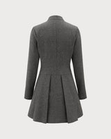 Grey Button Pleated Mini Dress - Threadford