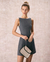 The Grey Boat Neck Sleeveless Mini Dress - Threadford