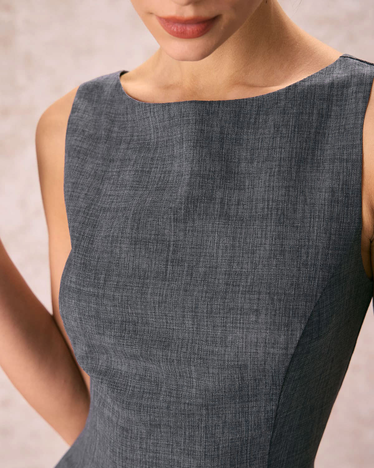 The Grey Boat Neck Sleeveless Mini Dress - Threadford
