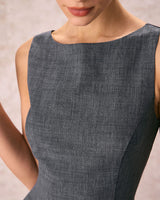 The Grey Boat Neck Sleeveless Mini Dress - Threadford