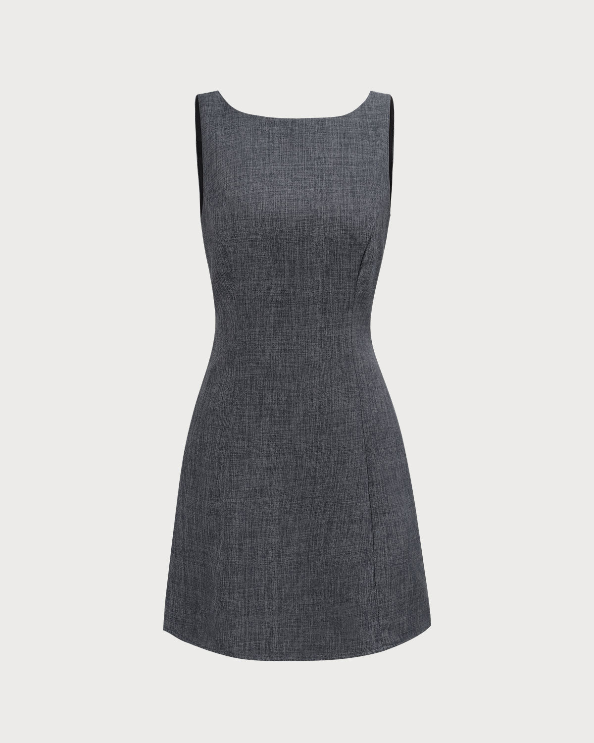 The Grey Boat Neck Sleeveless Mini Dress - Threadford